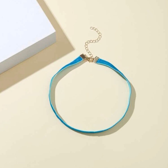 Cinderella Blue Velour Minimalist Solid Choker - Picture 2 of 4